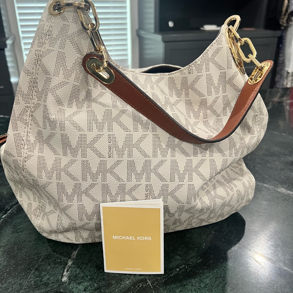 Michael Kors Cream and Brown Women's Bag